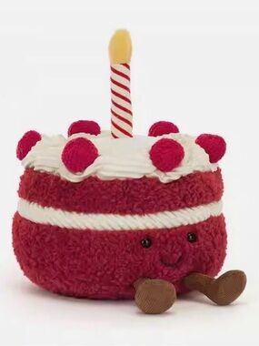 Jellycat Birthday Cake stuffed animal in Red & White NWT